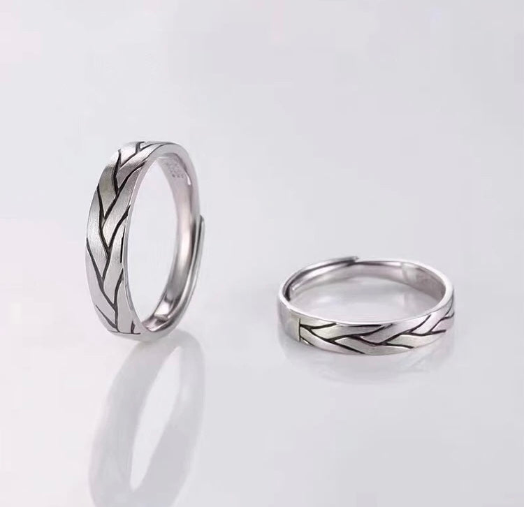 Set Of 2 990 Sterling Silver Vintage Engraved Promise Rings, Elegant Sentimental Style, Ideal For Anniversaries & Wedding Gifts