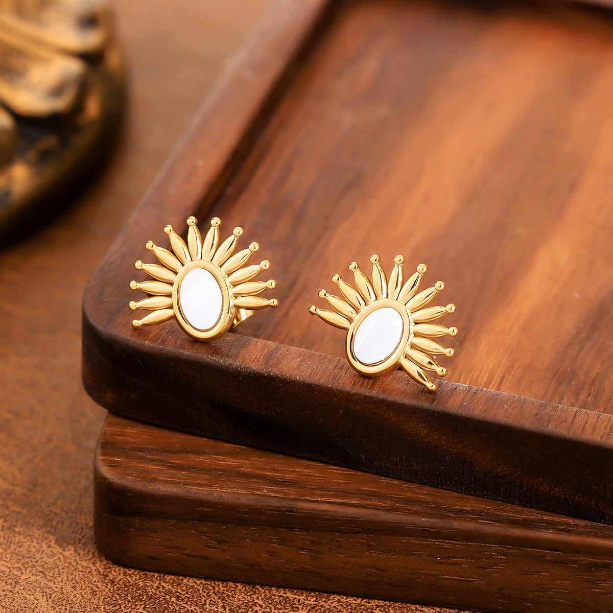 Vintage Irregular Concave Convex Surface Geometric Earrings, European New Embossed Craft Stainless Steel High Grade Ladies Stud Jewelry