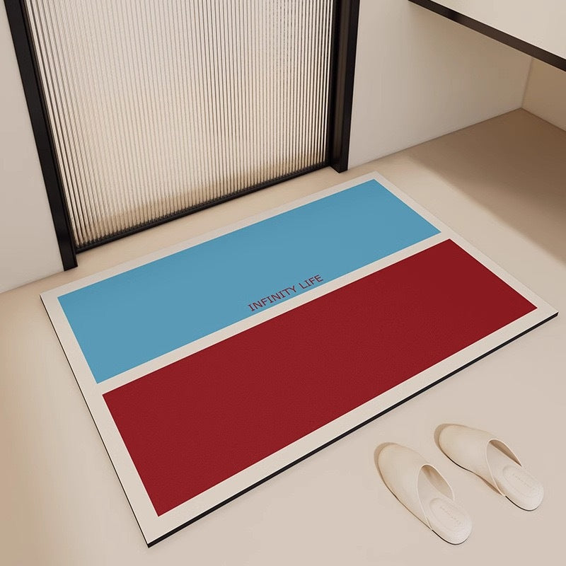 Modern Minimalist Color-block Diatomaceous Earth Bath Mat