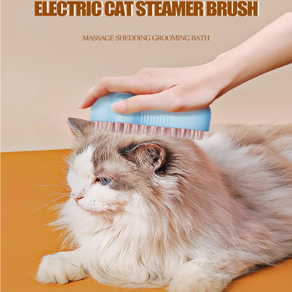 Rechargeable Steam Cat Brush, Cute Paw Shape Pet Steamer Grooming Brush With Soft Silicone Teeth For Dog Cat Massage, Shedding & Hair Removal