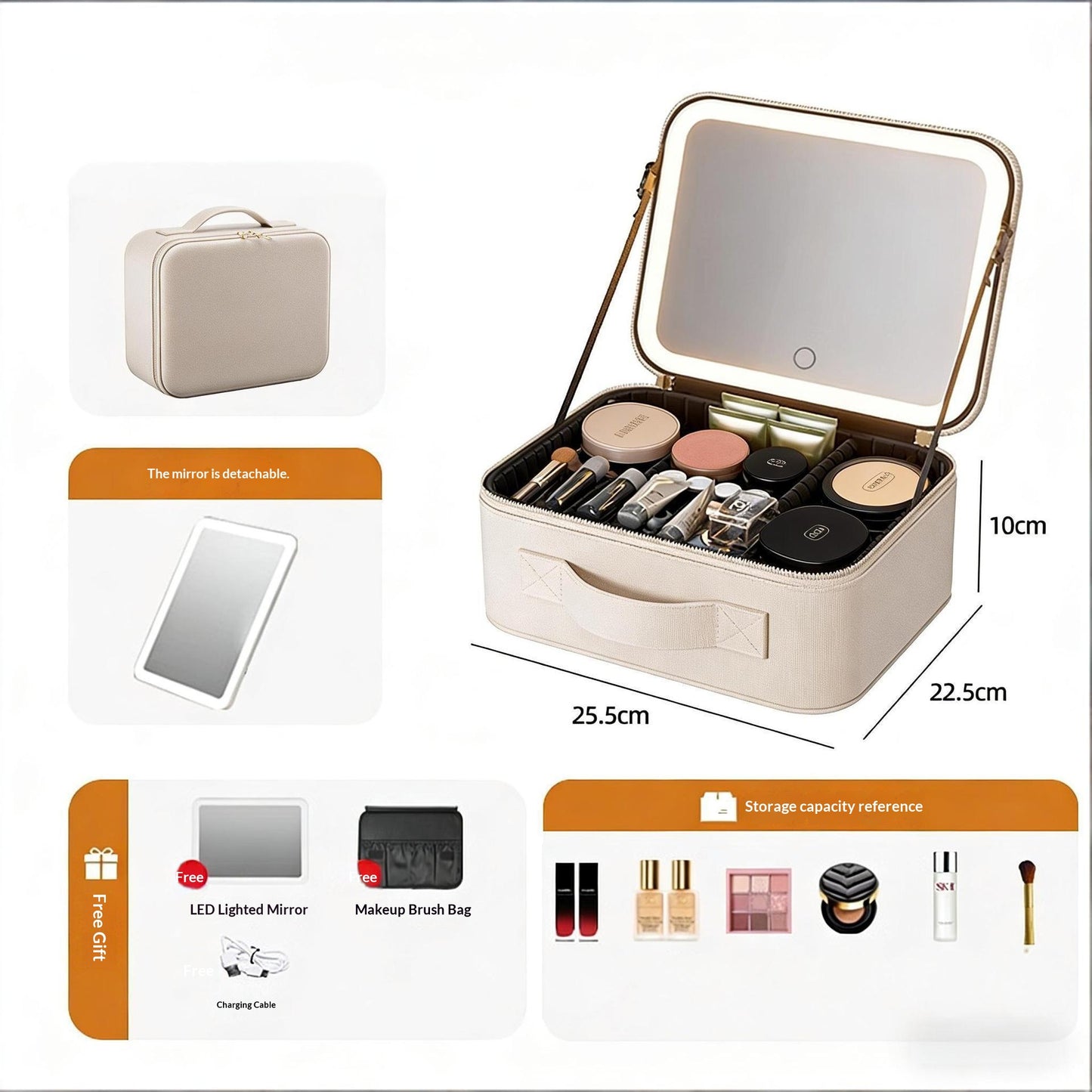 Multi-functional High-capacity Portable Travel Makeup Bag