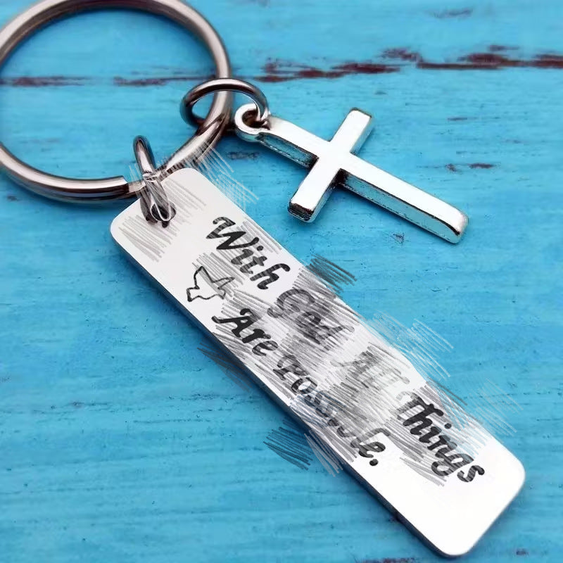 Best-selling Engraved Jewelry Cross Keychain For Bags
