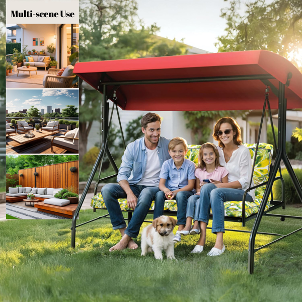 Outdoor Swing Cushions 63 Inch, Waterproof 4in Thick Porch Swing Cushion Replacement With Backrest And Ties, Comfortable 2-3 Seat Pation Swing Pad For Backyard, Garden, Lawn, Outdoor Furniture-Caisu
