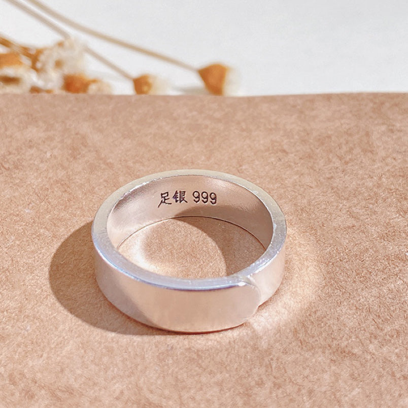 1pcs 999 Sterling Silver Polished Band Statement Ring, Elegant Simple Style, Ideal For Birthdays & Holiday Gifts