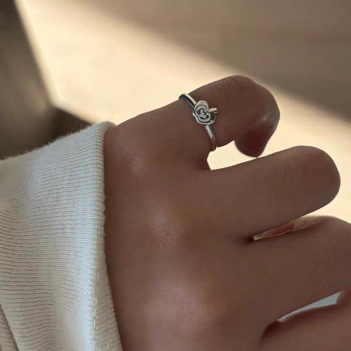 1pc 999 Sterling Silver Apple Open Ring, Minimalist Style, Perfect For Daily Wear And Christmas Eve Valentine's Gift