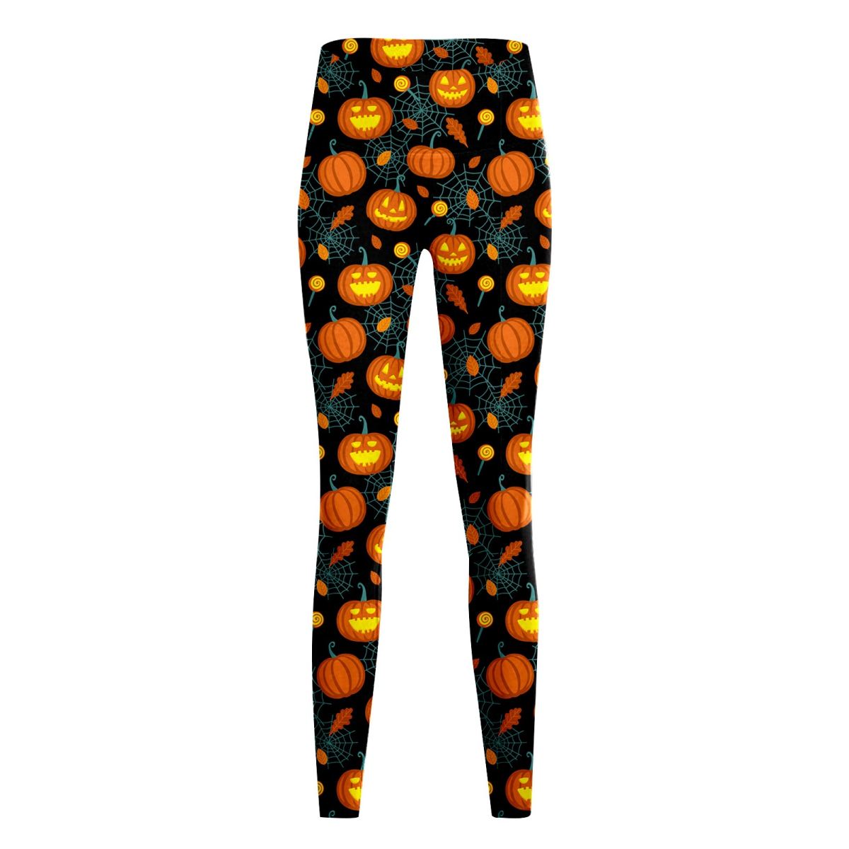 Women's Fashion Casual Halloween Pumpkin Print High Waist Yoga Slim Fit Fitness Pants