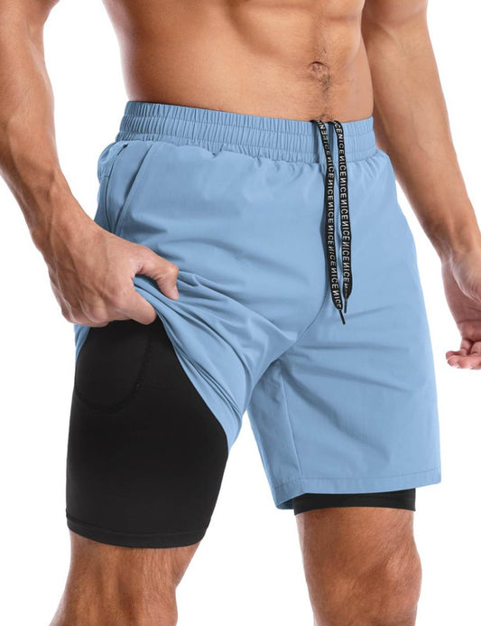 Summer Men's Sports Shorts Quick Drying Pocket Drawstring Loose Outdoor Leisure Fitness Five Cent Shorts