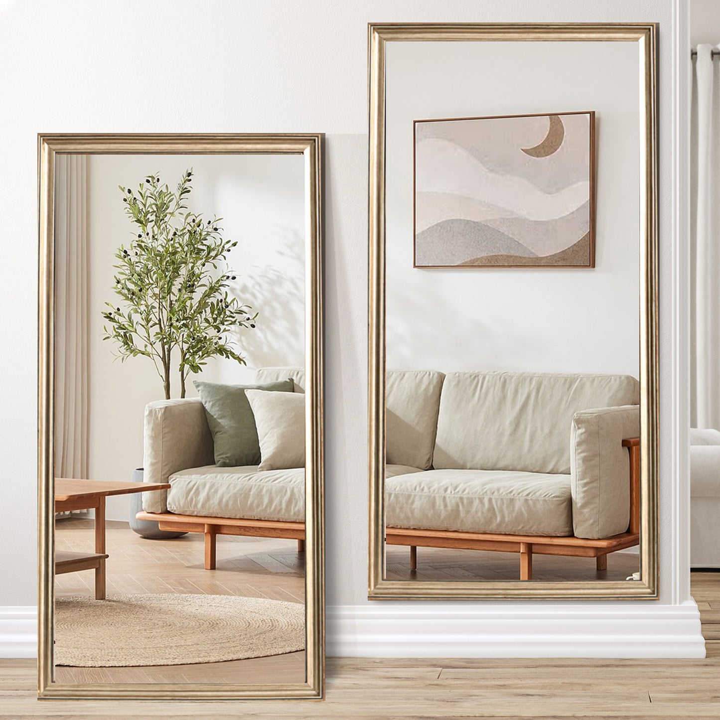 70  X 32  Gold Full Length Floor Mirror With PS Frame, Large Wall Mounted Or Leaning Body Mirror For Bedroom, Living Room, Entryway