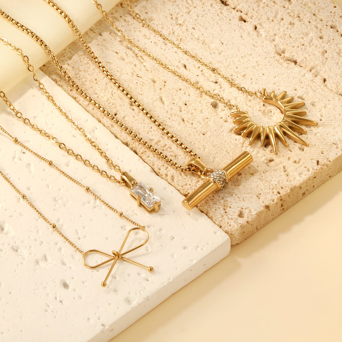 Ins Cross-Border European And American Necklaces For Women, Export Fashion, Versatile, Simple Design, Geometric Diamond-Encrusted Stainless Steel Clavicle Chain