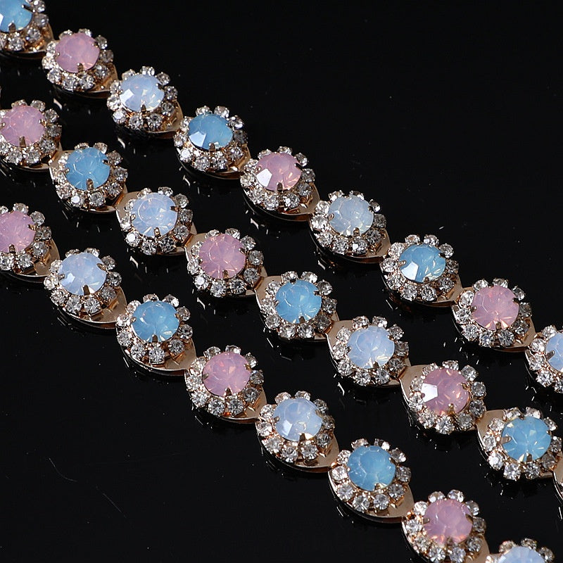 Chain Accessories Rhinestone Chain DIY Jewelry Soldered Chain Floral Design