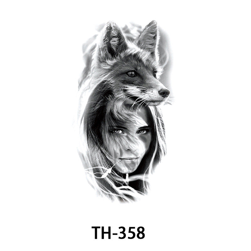 Half-sleeve Tattoo Stickersfox Wolf Head Floral Designs And Morerealistic Body Art