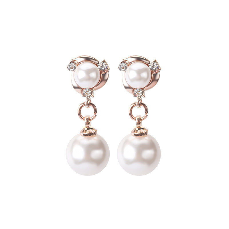 Korean-style Elegant Minimalist Ear Cuff For Women No Piercing Required Exquisite Diamond-Encrusted Pearl Earrings