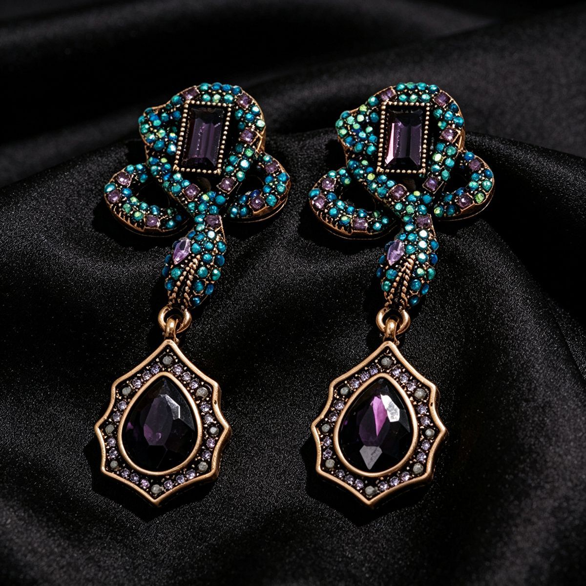 New Vintage Royal Court Floral Tassel Drop Earrings, Light Luxury Niche Design Elegant Versatile Women Ear Jewelry