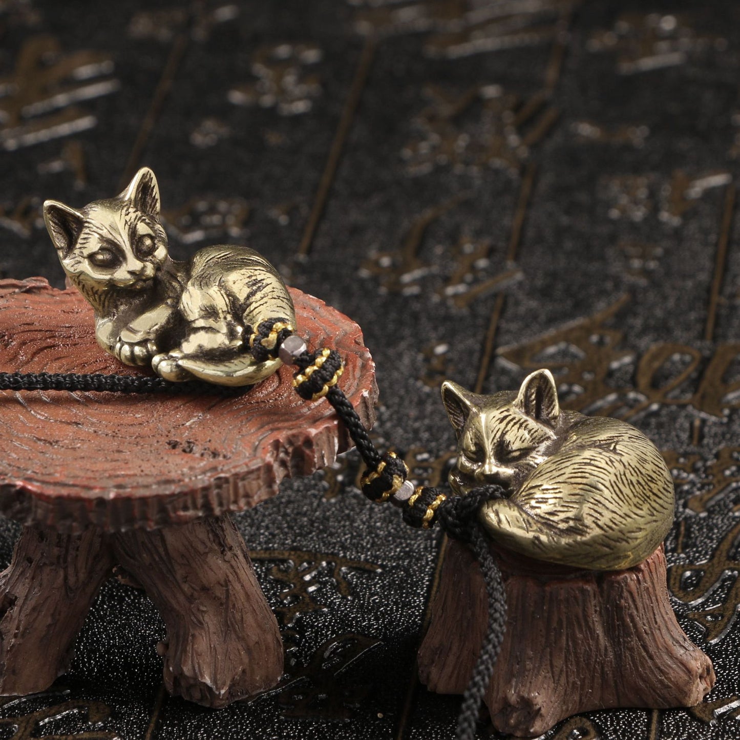 Solid Copper Sculpture Of A Cute Cat Tea Pet Ornament