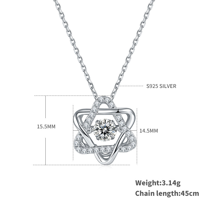 S925 Sterling Silver 0.5ct D Color VVS1 Moissanite Star Of Hexagram Necklace 45cm Platinum Plated GRA Certified Gift Box