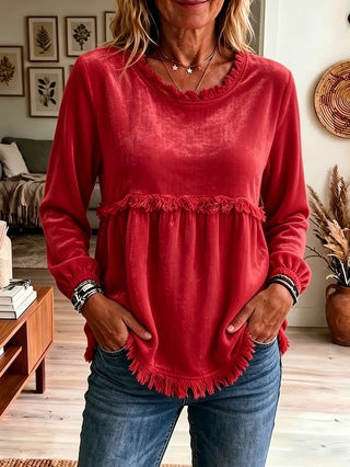 Casual Fashion Loose Top With Lace Splicing For Women
