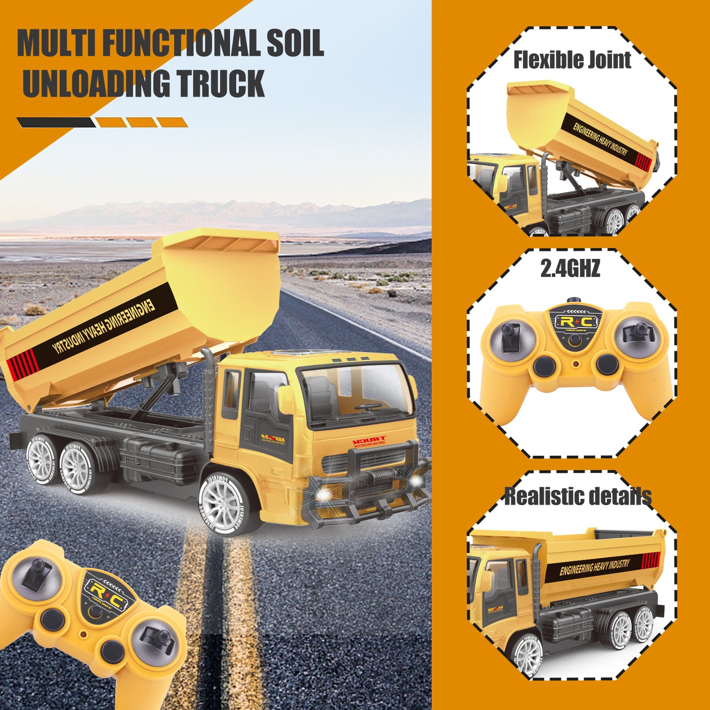 Remote-controlled Engineering Vehicle Toys, Dump Truck Toys, Kids Gifts