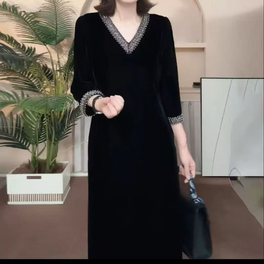 Womens Fashion Casual Dress With Three-Quarter Sleeves