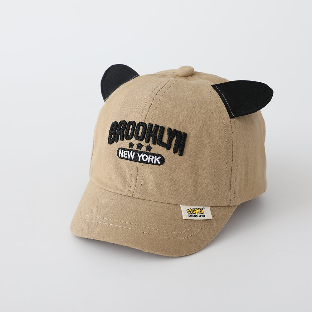 Solid-color Three-dimensional Multi-letter Embroidered Adjustable Cartoon Ears Cute And Casual Children's Baseball Cap Suitable For Outdoor Sports And Daily Use