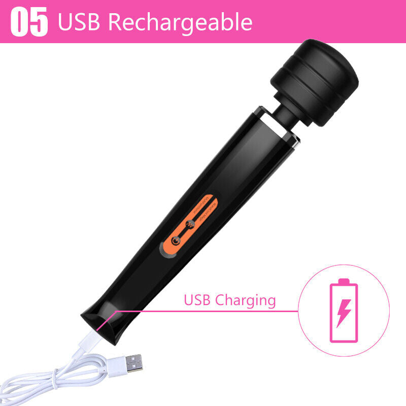 Body Wand Vibrating Massager USB Rechargeable 10 Modes Speed Pleasure Stick
