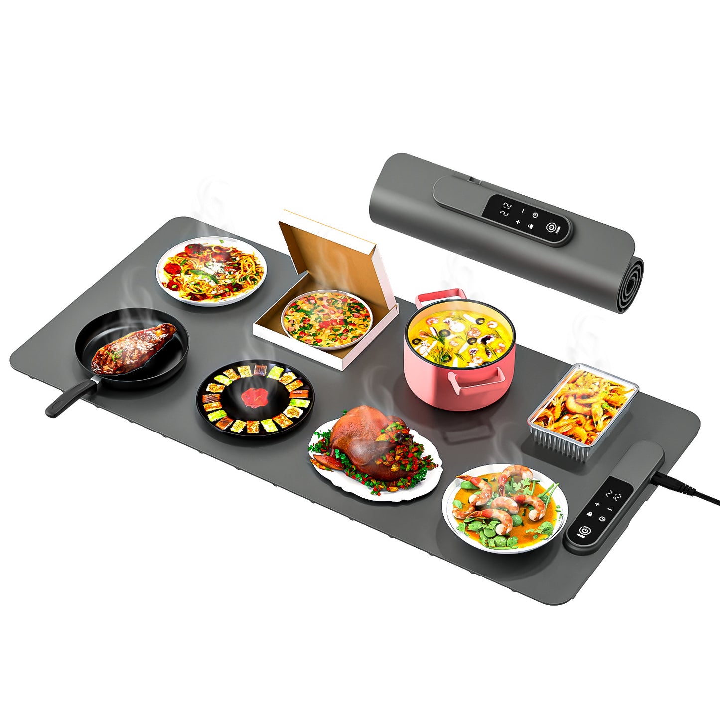 Multifunctional Foldable Heating Food Flexible Smart Dining Table Warm Cutting Board Mat