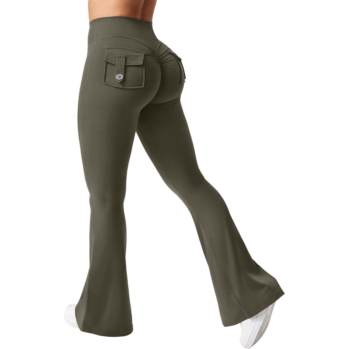 Elastic Stretchy Flared Pants, Quick-Dry Yoga Wear, Slimming Fitness Style Casual Long Pants, Sports Flared Pants