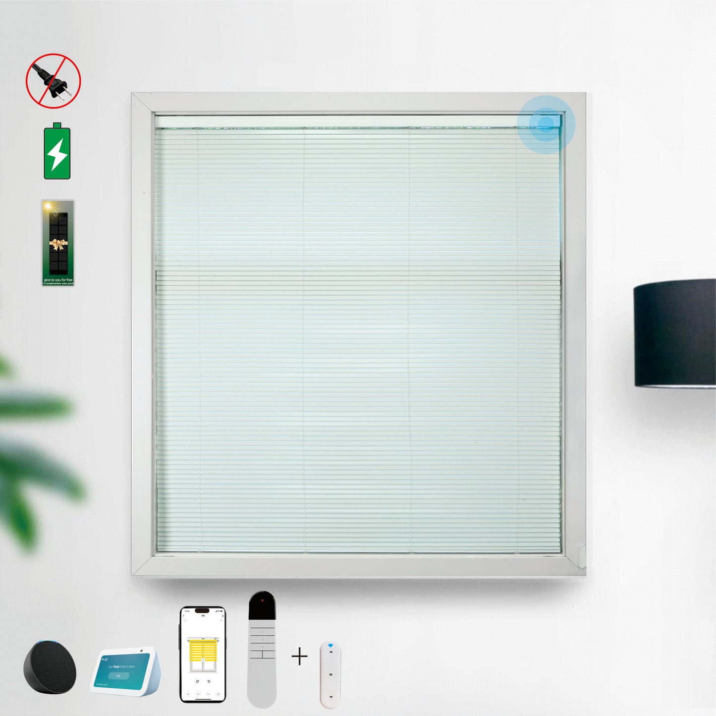 Paired With 15 Channel Remote Control And Solar Charging Panel, Electric Blinds, Intelligent Remote Blinds, Silent Motor, Cordless Sunshade, Dimmable Blinds