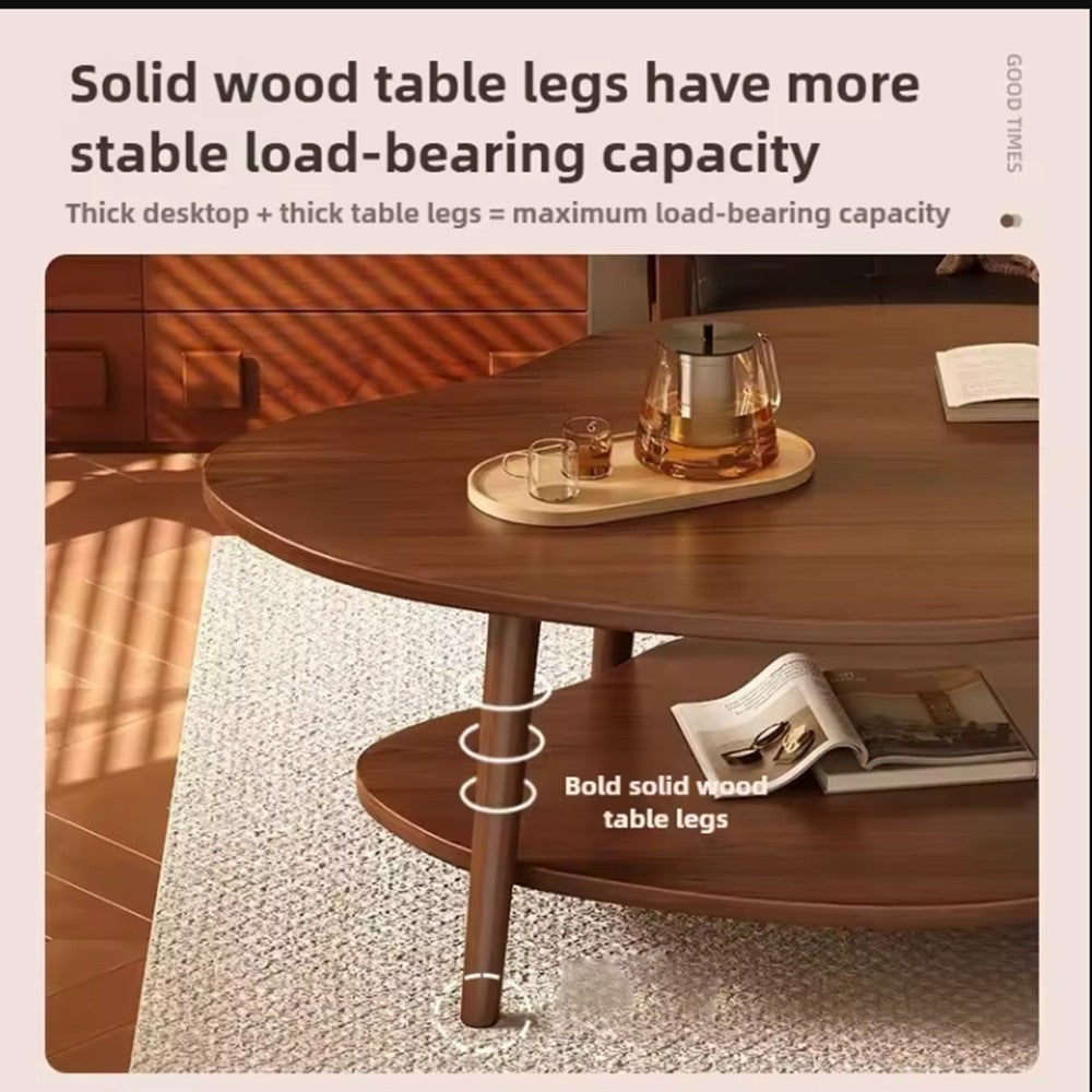 2 Layer Coffee Table Cloud Tea Table Modern Living Room Desk W Storage Shelf