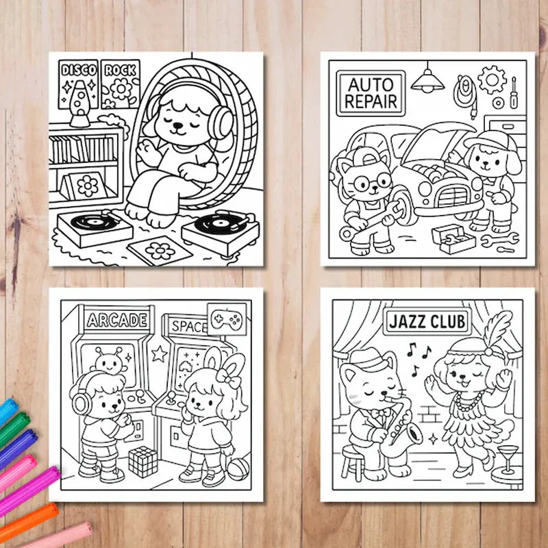 28 Pages Cutie Coloring Book Coloring Book For Adult Stress Reduction Colouring Book Valentine's Day Gifting, Birthday Party Gift, Drawing Supplies, Christmas Gift, Back To School Supplies