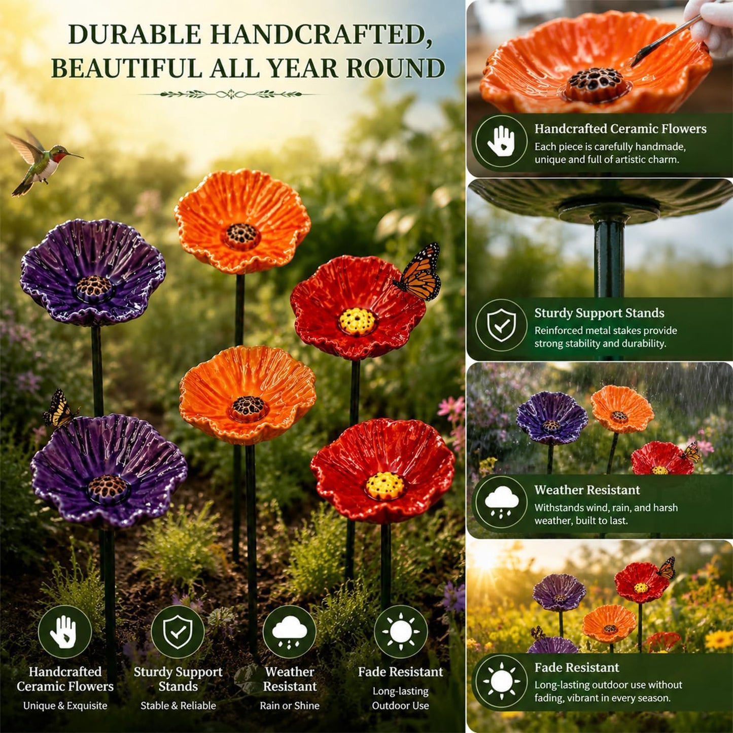 Balcony Flower Pot Butterfly Bird Bath