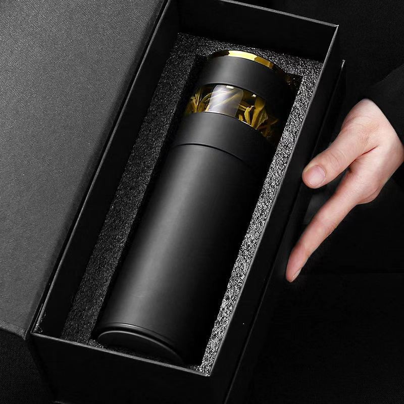 Double-Layer Smart Temperature-Display Tea And Water Separation Insulated Mug