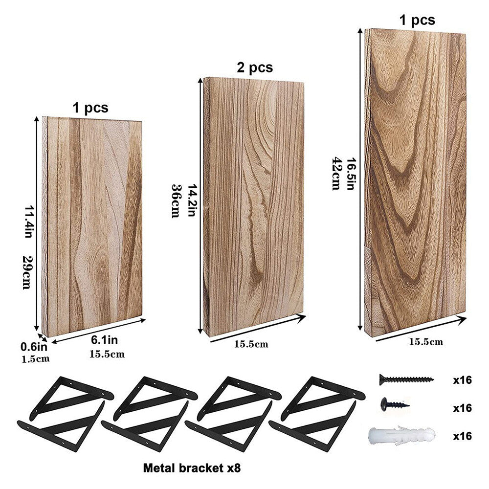 4PCS Home Corner Floating Shelves Wall Mounted Storage Wooden Display Shelf
