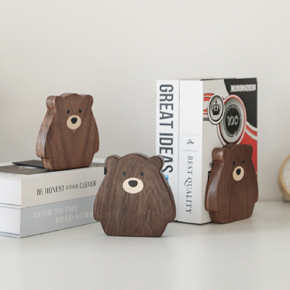 Small Bear Black Walnut Solid Wood Desk Stand