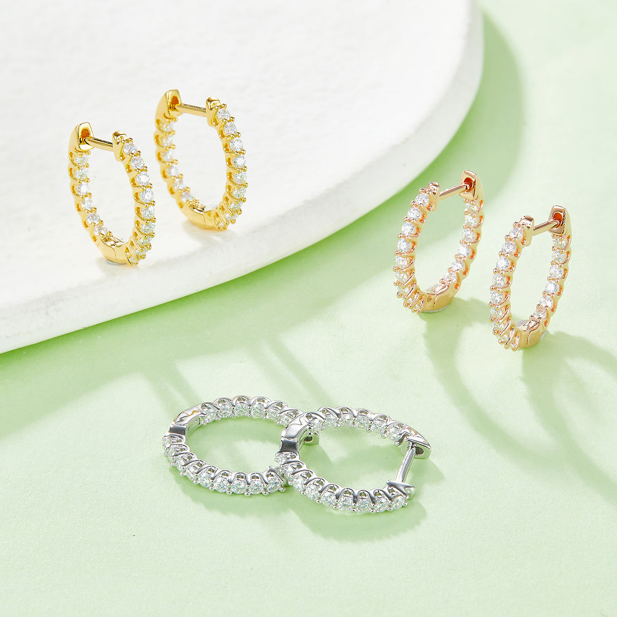 S925 Sterling Silver 30pcs Moissanite Huggie Hoop Earrings For Women 16.5mm Platinum Plated GRA Certified Hypoallergenic Gift Box