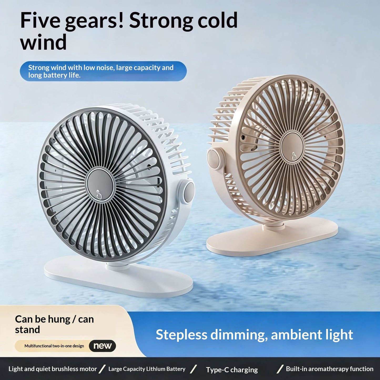 Portable Clip-On Silent Mini Car Charging Fan