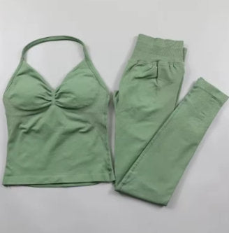 Sports Yoga Pants Back-shaping Camisole Waist-cinching Workout Tank Top And Long Pantscomplete Outfit Set