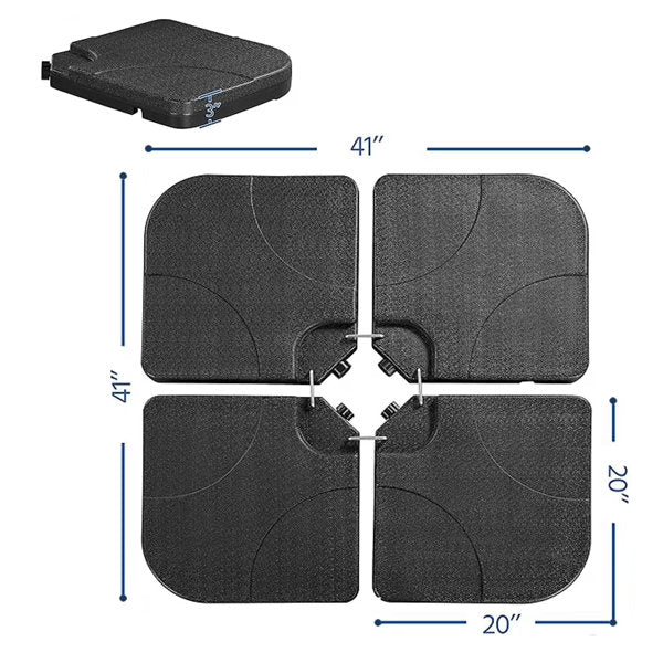 130 Lbs Outdoor Cantilever Umbrella Base, 4-Piece Square Offset Umbrella Stand Plate Set, Water And Sand Fillable, Black (Shipment From Walmart)