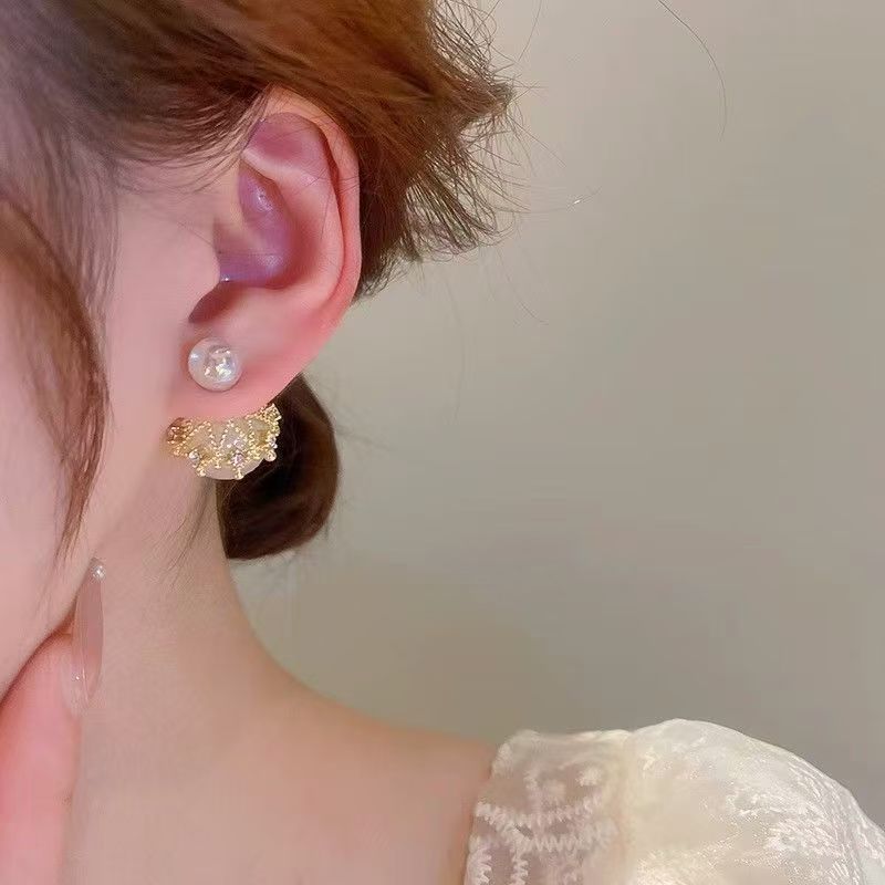 Mermaid Glow Pearl Double-Sided Wear Earrings, Fashion Light Luxury Studs, Elegant Versatile Ladies Ear Jewelry