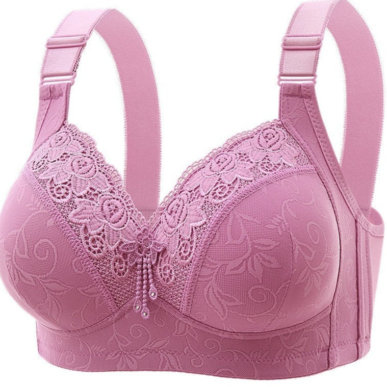 Plus-size Lace-trimmed Wireless Thin-style Beauty-back Bra