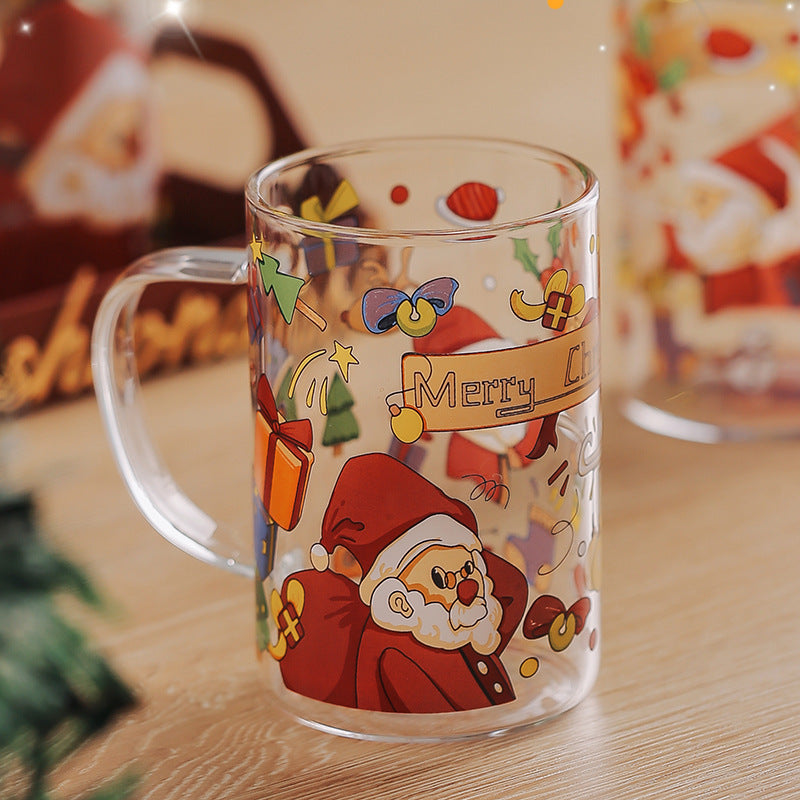 Christmas Gift High Beauty Creative Cup Christmas Snowman Glass Cup High Temperature Resistant