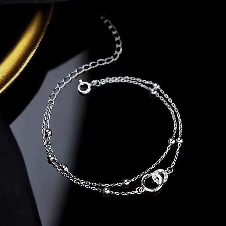 1pcs 999 Sterling Silver Mobius Infinity Bracelet, Elegant Trendy Style, Ideal For Birthday & Anniversary Gifts