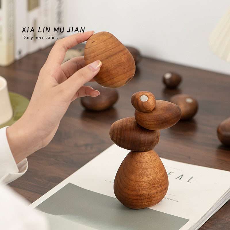 Housewarming Gift Balanced Rock Decoration Creative Wood Carving Cultural And Creative Gifts Emotional Stability Artifact Home Happiness For Friends