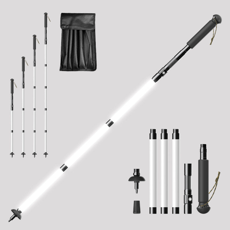 Aluminum Alloy Foldable Portable Charging Illuminated Hiking Pole With Built-in Lighting Function