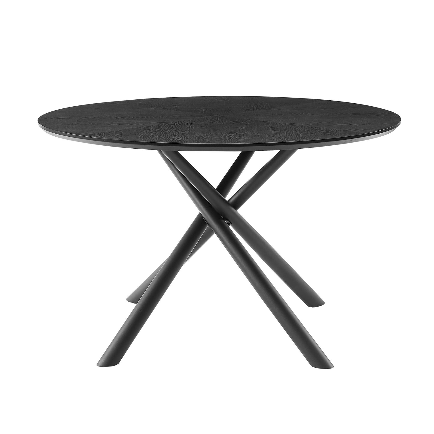 53.14   Round MDF Coffee Table End Table Short Leisure Tea Table Cross Legs Metal Base, Easy To Assemble,BLACK