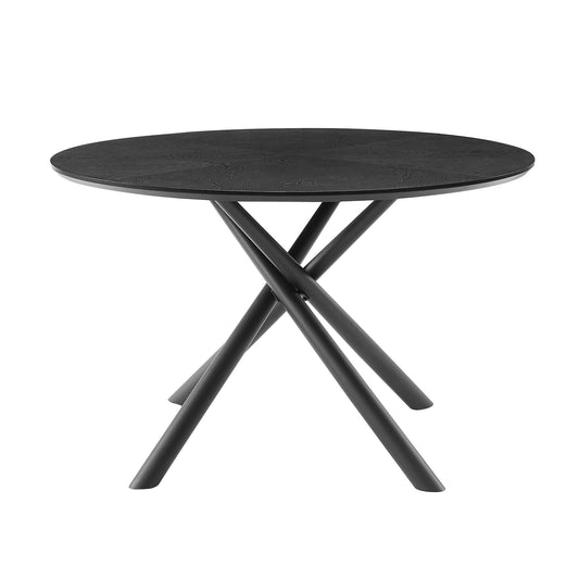 47.25   Round MDF Coffee Table End Table Short Leisure Tea Table Cross Legs Metal Base, Easy To Assemble,BLACK