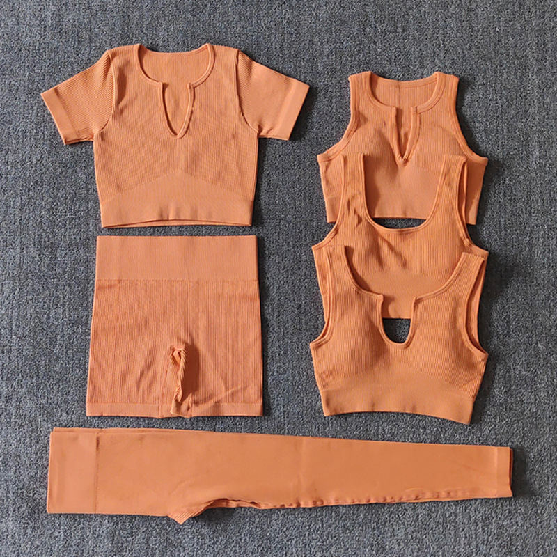 Popular Seamless Sports Shorts Workout Clothes Cross-border Yoga Six-piece Set