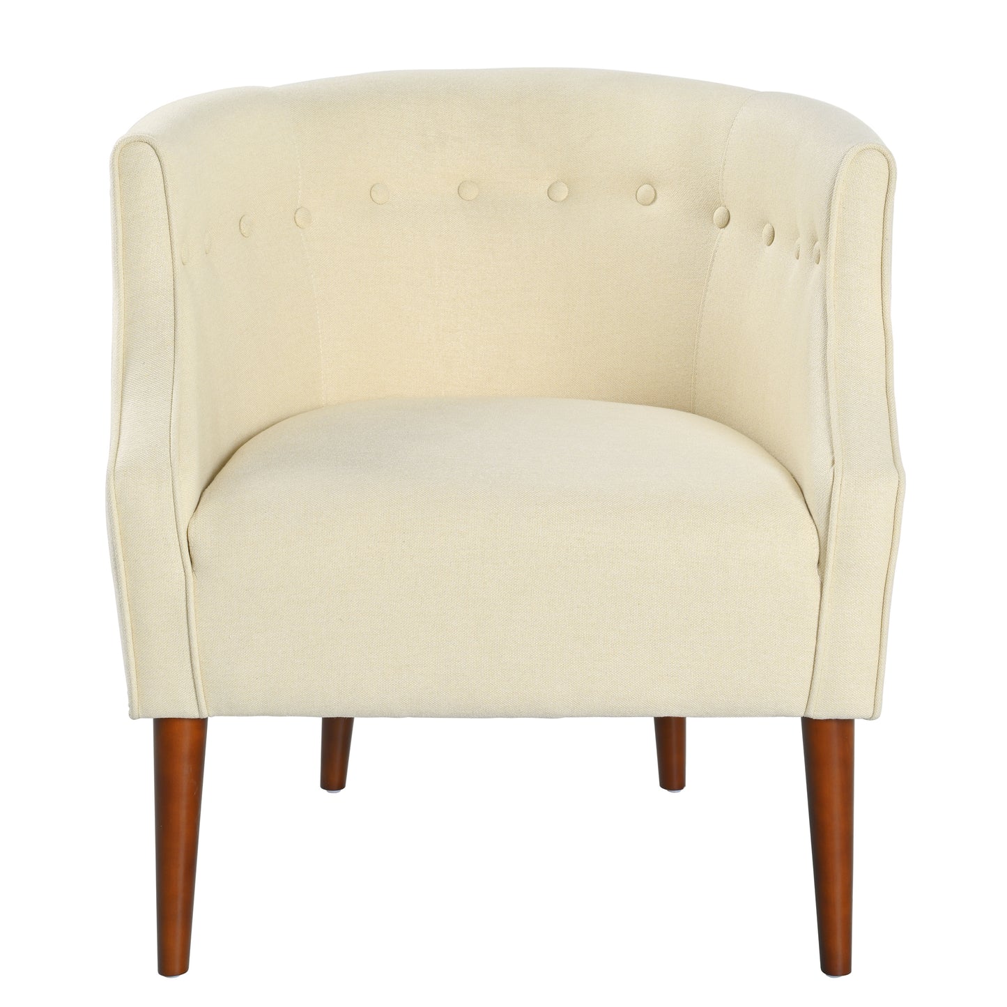 Modern Club Chair With Button-Tufted Back & Tonal Piping -Contemporary Upholstered Tub Chair With Sturdy Birch Wood Legs, Mid-Century Accent Chair For Living Room, Bedroom, Or Office