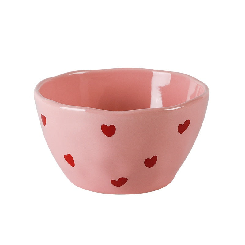 Ins-style Korean Pastel  Heart-themed Ceramic Dinnerware Series
