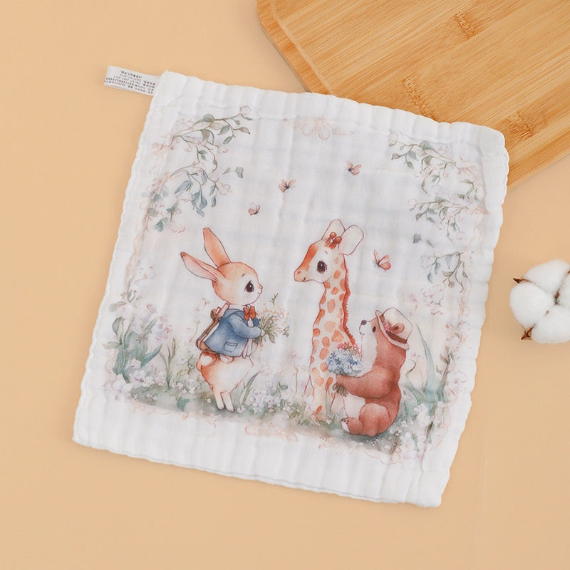 Baby A-Grade Pure Cotton Small Square Towel Baby Bib Six-Layer Gauze Newborn Childrens Gift Face-Washing Toddler Towel