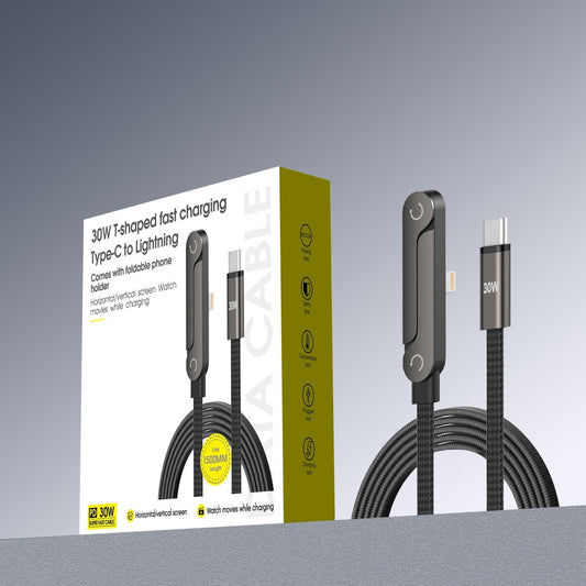 240W Foldable Stand Elbow Braided Charging Cable
